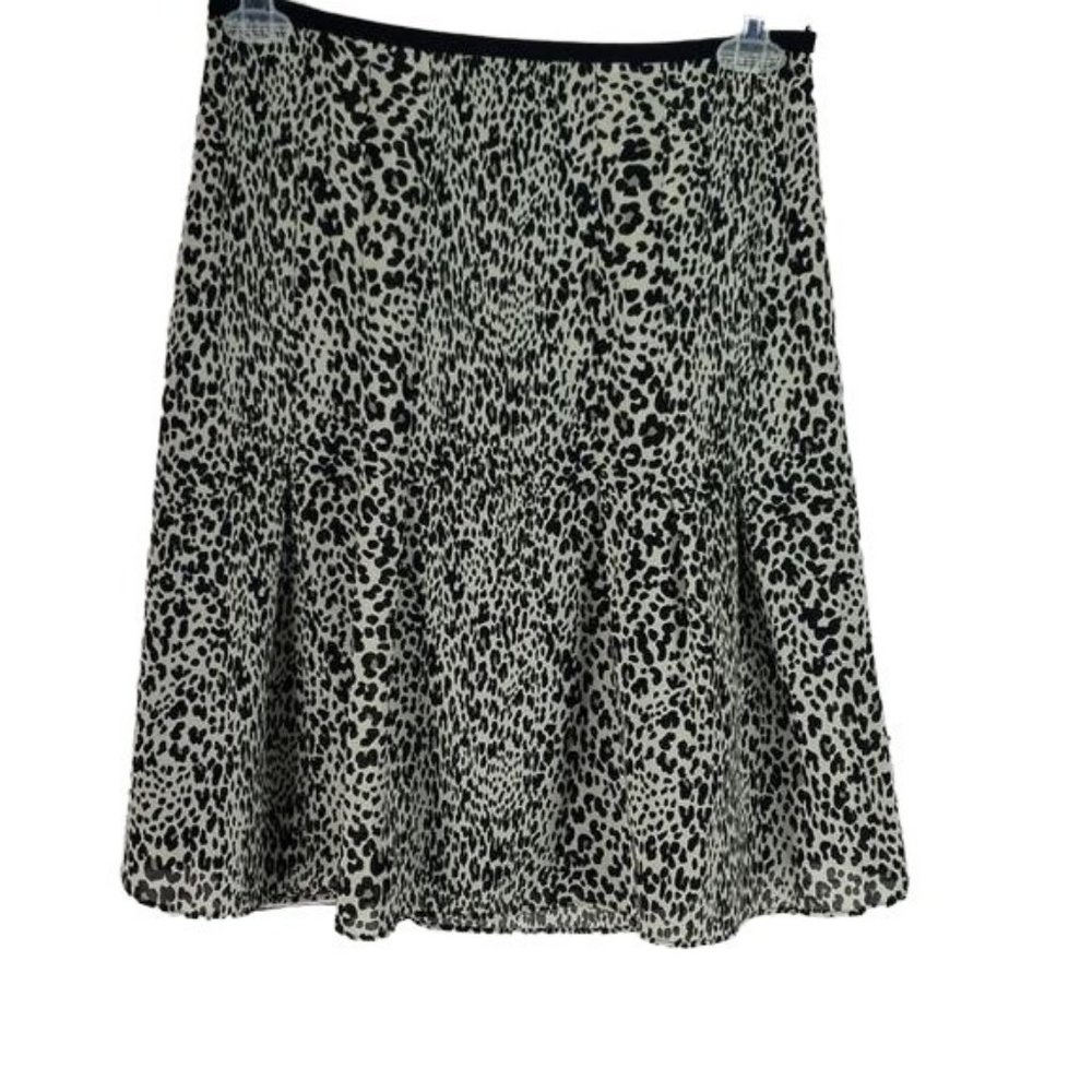Worthington Women's Leopard Animal Print Pleated Flare Skirt Size 8